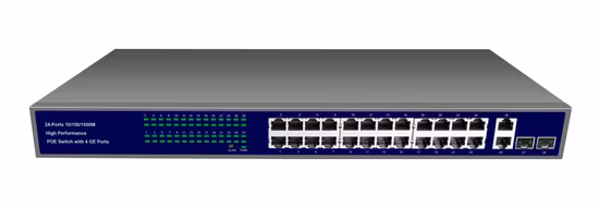 Switch Poe de fibra de 24 portas com portas Gigabit Poe, 400W Poe Power CCTV/Câmera IP/Telefone IP/Ap sem fio